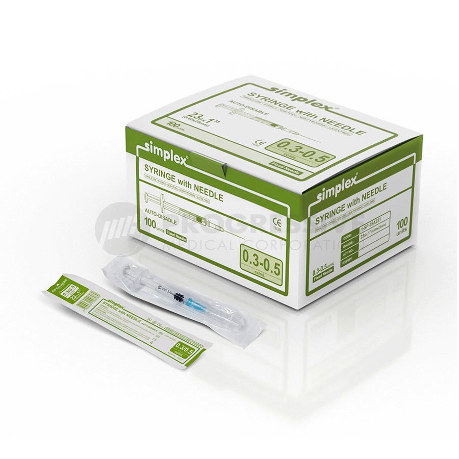 TMS Simplex Calibrated Auto-Disable Syringe 0.3-0.5cc (2)